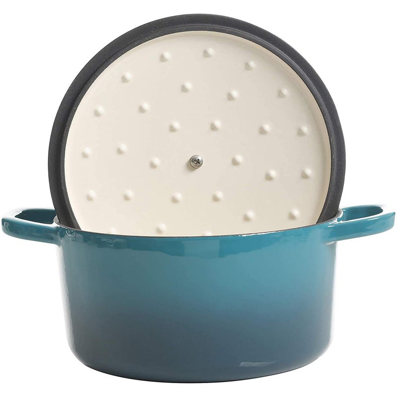 Crock-Pot Artisan 3-Quart Round Enameled Cast Iron Dutch Oven â€“ Gradient Teal, Durable Heavy-Duty Cookware for Slow Cooking, Roasting, Baking with Lid - Image 4